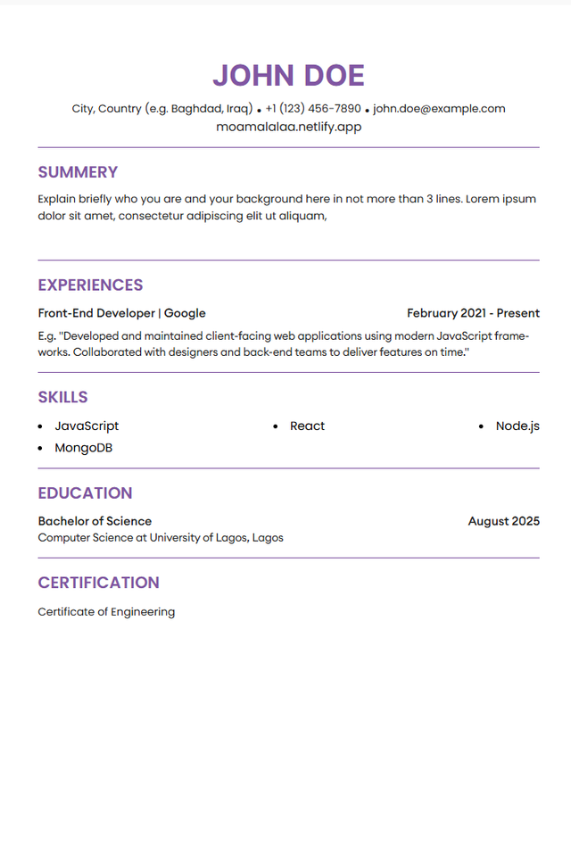 Resume template